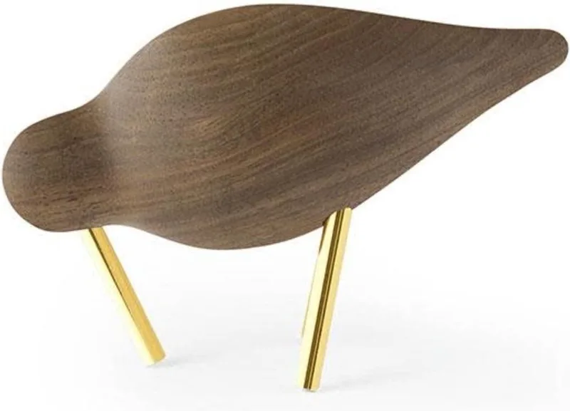Shorebird Vogel Decoratie Small Walnoot Messing by Normann Copenhagen in Bruin – product photo