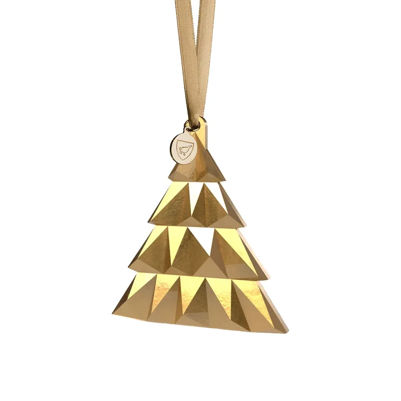 Jahresornament hoch 21K Gold von Orrefors – Produktfoto
