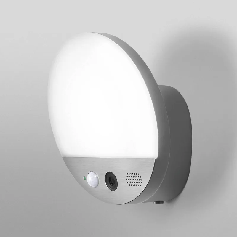 WiFi buitenwandlamp ROUND, camera, sensor, grijs by OSRAM SMART+ in Dark grey – product photo 4 of 4