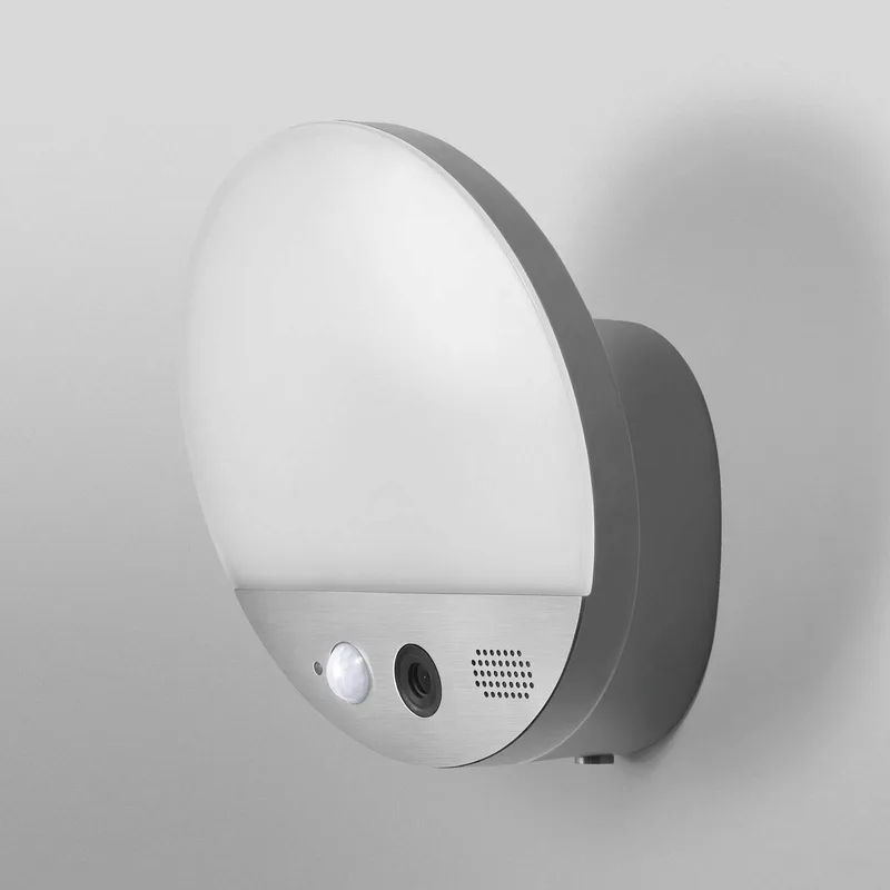 WiFi buitenwandlamp ROUND, camera, sensor, grijs by OSRAM SMART+ in Dark grey – product photo 3 of 4