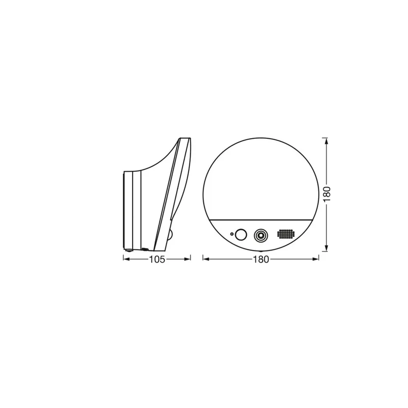 WiFi buitenwandlamp ROUND, camera, sensor, grijs by OSRAM SMART+ in Dark grey – product photo 2 of 4