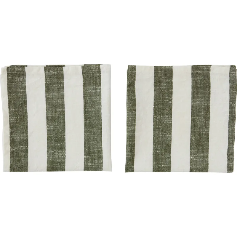 Striped Serviette 45 x 45cm 2er Pack Olive by OYOY Living Design – product photo