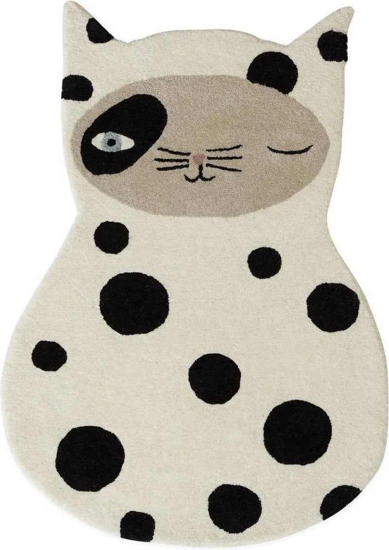 Vloerkleed Zorro Cat - voor de kinderkamer of babykamer - OYOY by OYOY Living Design in Wit – product photo