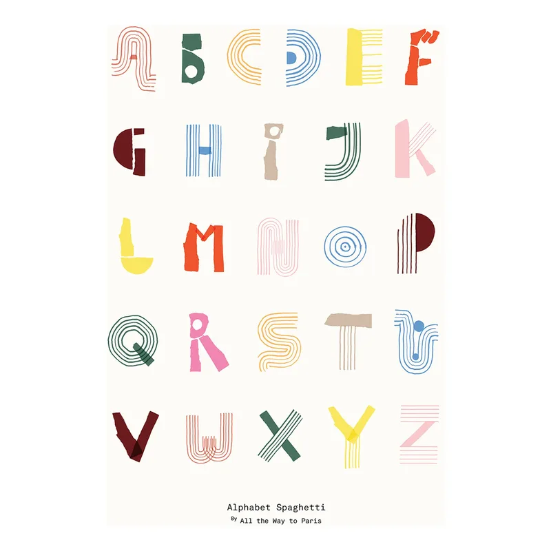 Alphabet Spaghetti ENG Multi-colour Poster 50 x 70cm van Paper Collective – productfoto