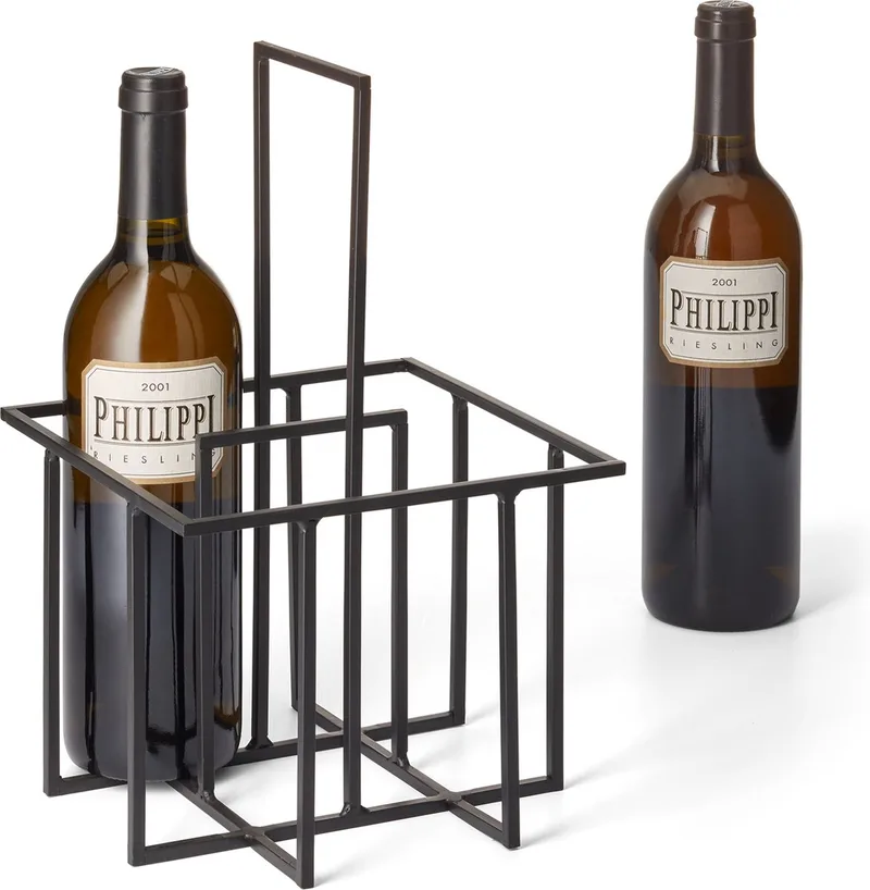 CUBO BOTTLE Flessenhouder - Flessenrek - 4 Flessen - Staal de Philippi en Noir – photo du produit