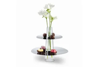 Dekoetagere, PHILIPPI Etagere mit Vase FONTAINE de Philippi en Argent – photo du produit 1 sur 5