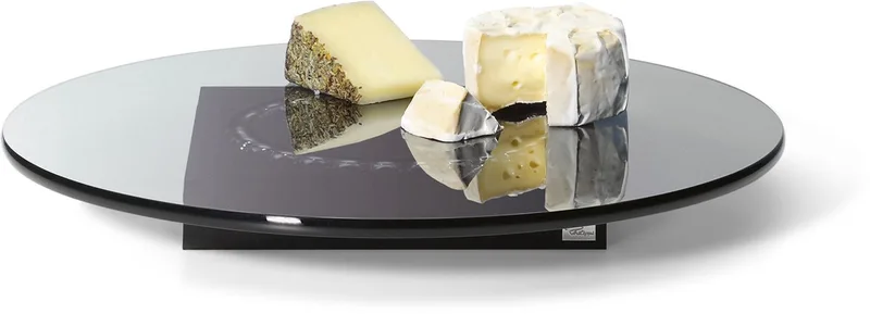 LAZY SUSI draaiplateau - Serveerschaal - 35 cm - glas - aluminium - zilver från Philippi i Svart – produktbild