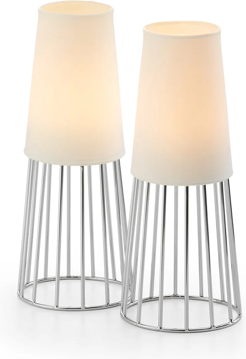 Lighthouse Theelichthouder - Waxinehouder - Set 2 stuks - Zilver/Mat glas by Philippi in Silver – product photo