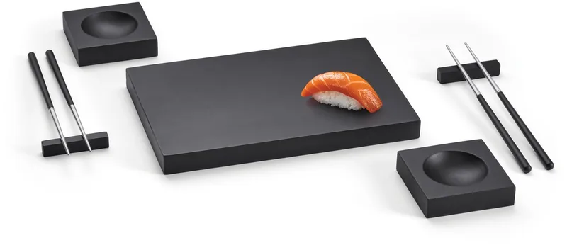 Noir Sushiset - 9-delig - Serviesset - Walnotenhout - Rubberhout - Inox by Philippi in Black – product photo