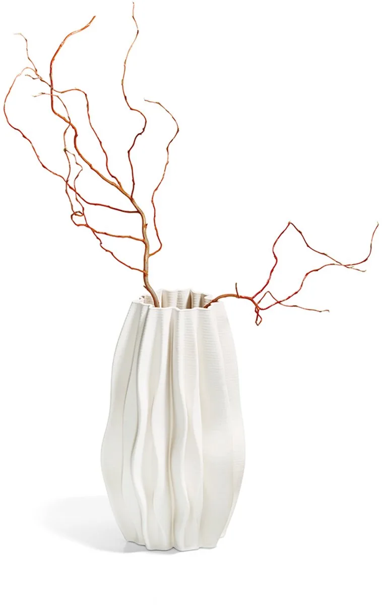 Plissee vaas - Keramiek - Modern by Philippi in Crèmekleurig – product photo