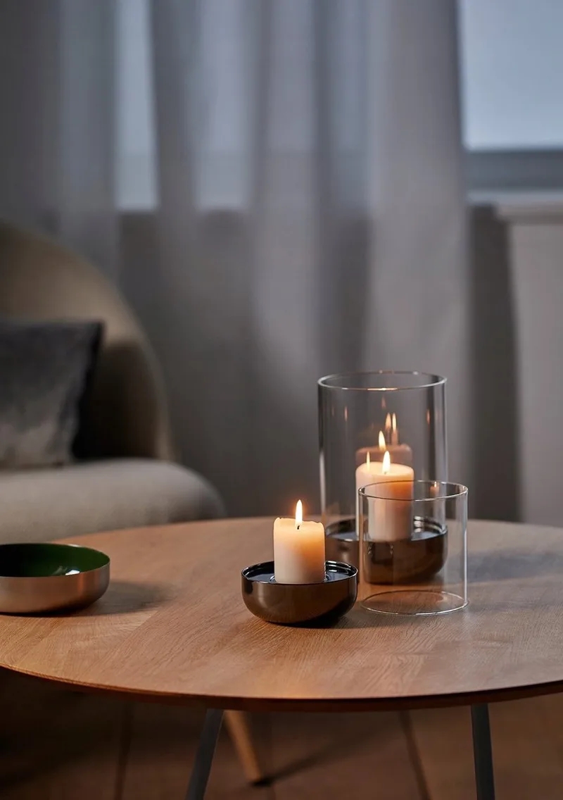 Sally S Zilveren Glazen Kandelaar met Stalen Voet by Philippi in Silver – product photo