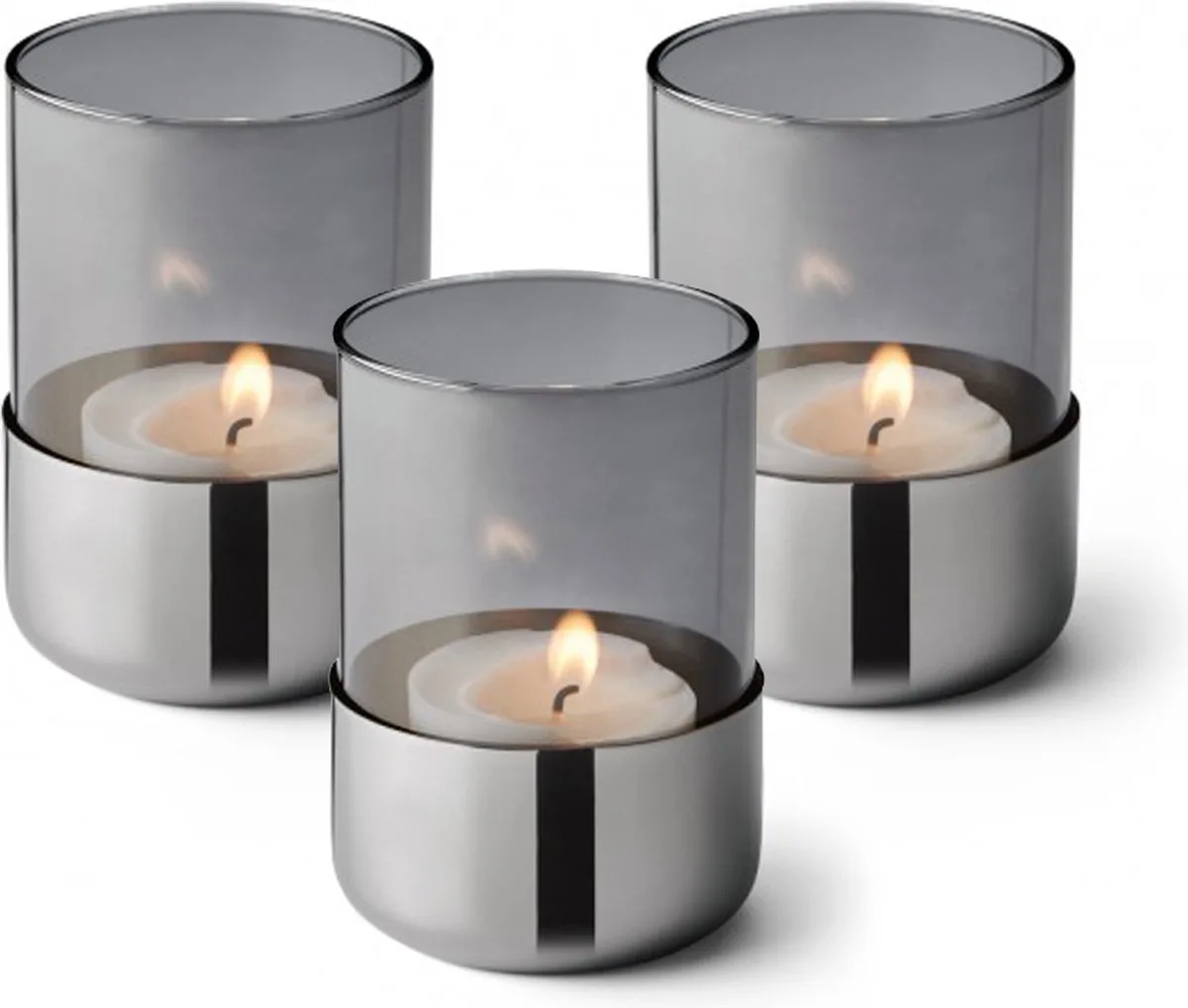 Set Corry theelichthouders 3 stuks - Waxinelichthouders - Modern van Philippi in Inox – productfoto