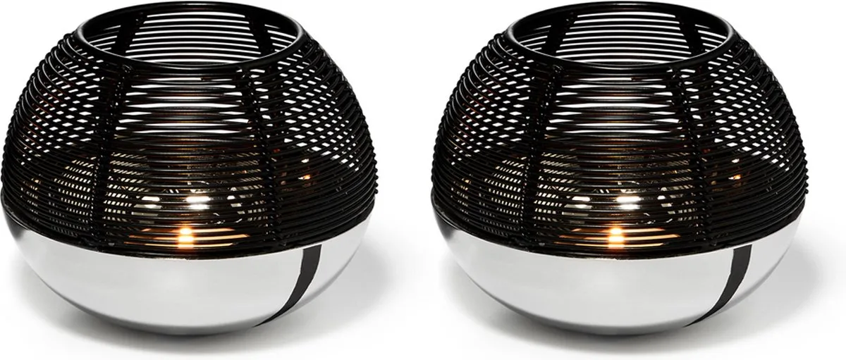 Set Luna theelichthouders S - Waxinelichthouders - Modern de Philippi en Noir – photo du produit