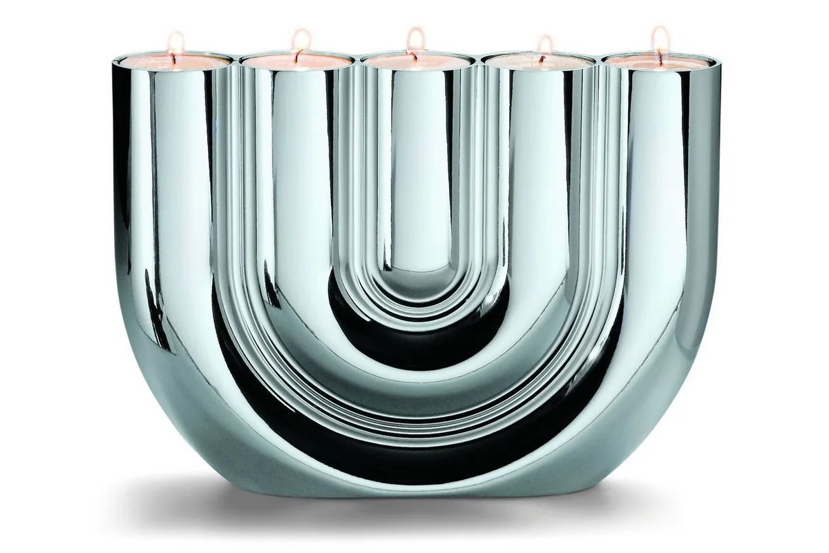 Teelichthalter PHILIPPI Teelichthalter DOUBLE U, Teelichthalter DOUBLE U chrom hochglanzpoliert von Philippi in Silber – Produktfoto