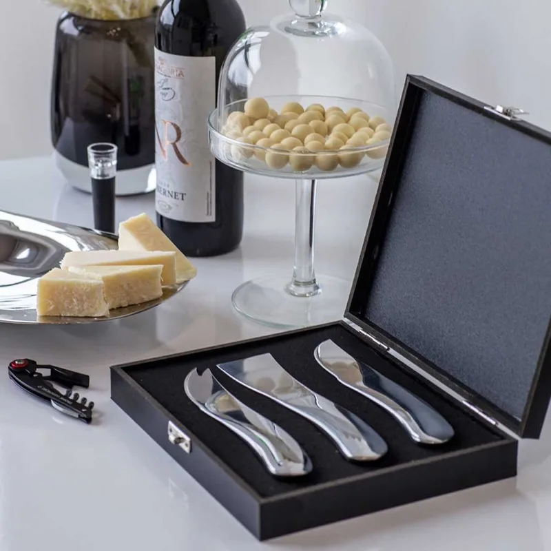 WAVE Kaasmessen Set - 3 Delig - Gepolijst van Philippi in Zilver – productfoto