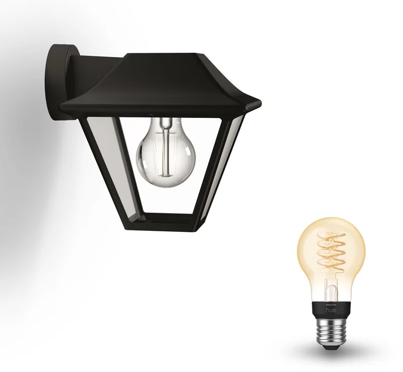Alpenglow Wandlamp voor Buiten - Buitenlamp - E27 - Warmwit Licht - Hue White Filament by Philips Hue in Black – product photo