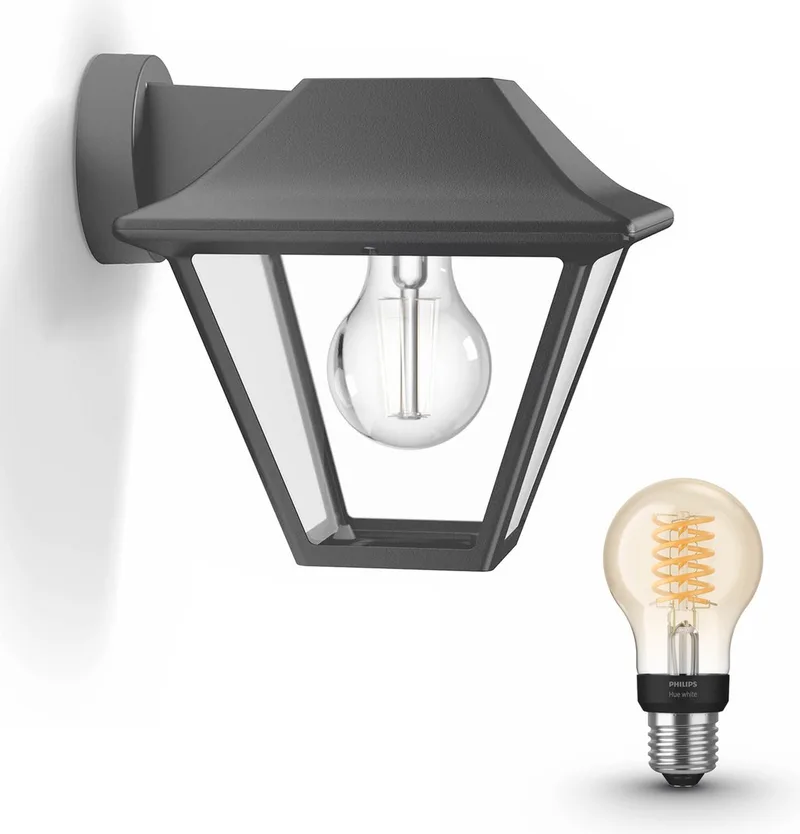 Alpenglow Wandlamp voor Buiten - Buitenlamp - E27 - Warmwit Licht - Hue White Filament de Philips Hue en Anthracite – photo du produit