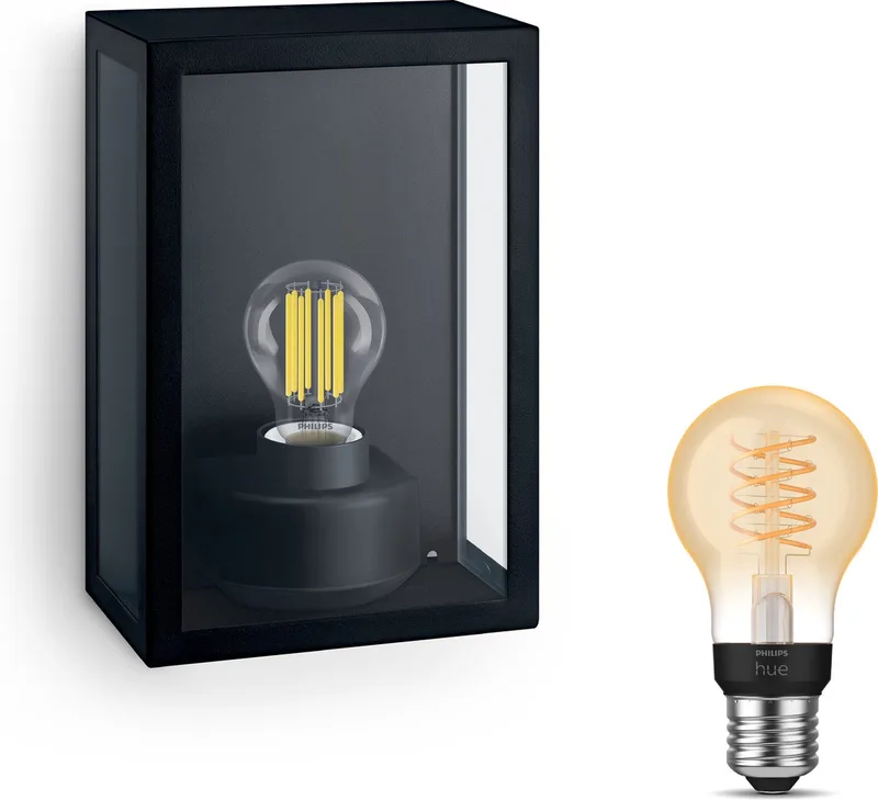 Alzor Wandlamp voor Buiten - Buitenlamp - E27 - Warmwit Licht - Hue White Filament från Philips Hue i Svart – produktbild