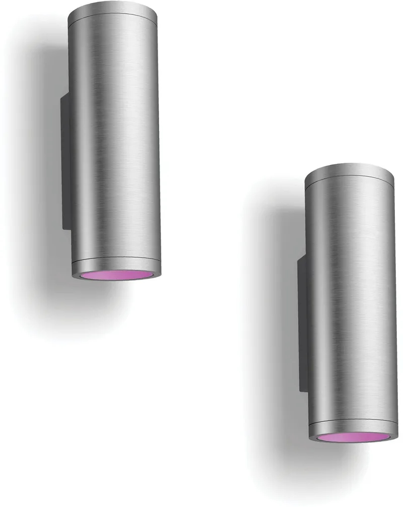 Appear Wandlamp voor Buiten Up & Down (Roestvrij Staal) - 2 stuks - Wit en Gekleurd Licht - Hue White and Color Ambiance från Philips Hue i Grå – produktbild