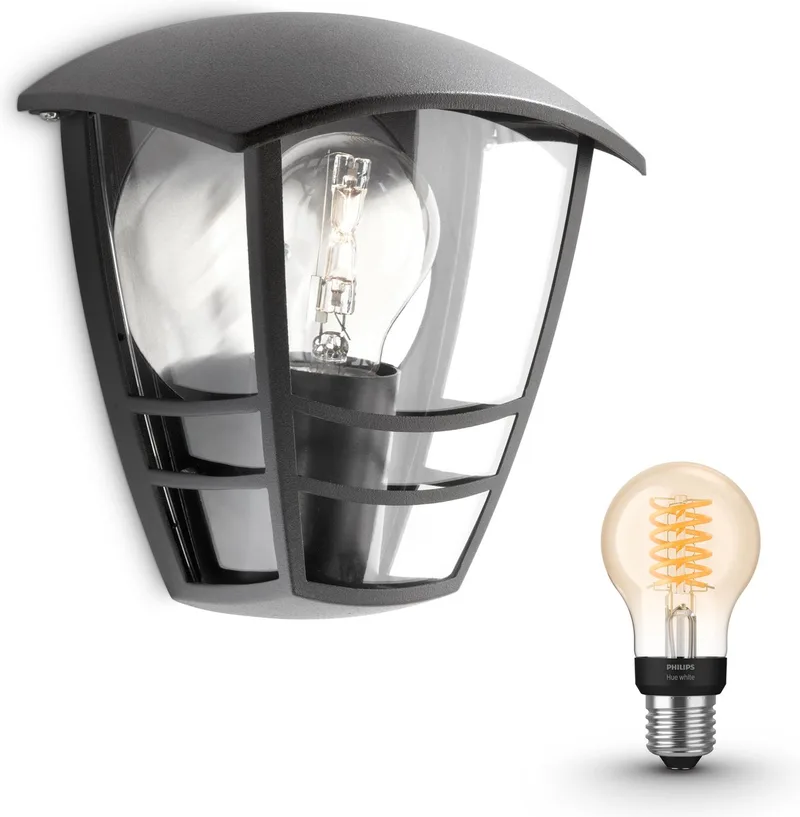 Creek Wandlamp voor Buiten - Buitenlamp - E27 - Warmwit Licht - Hue White Filament från Philips Hue i Svart – produktbild