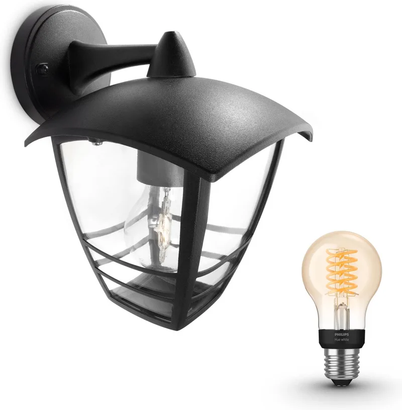 Creek Wandlamp voor Buiten Neerwaarts - Buitenlamp - E27 - Warmwit Licht - Hue White Filament från Philips Hue i Svart – produktbild