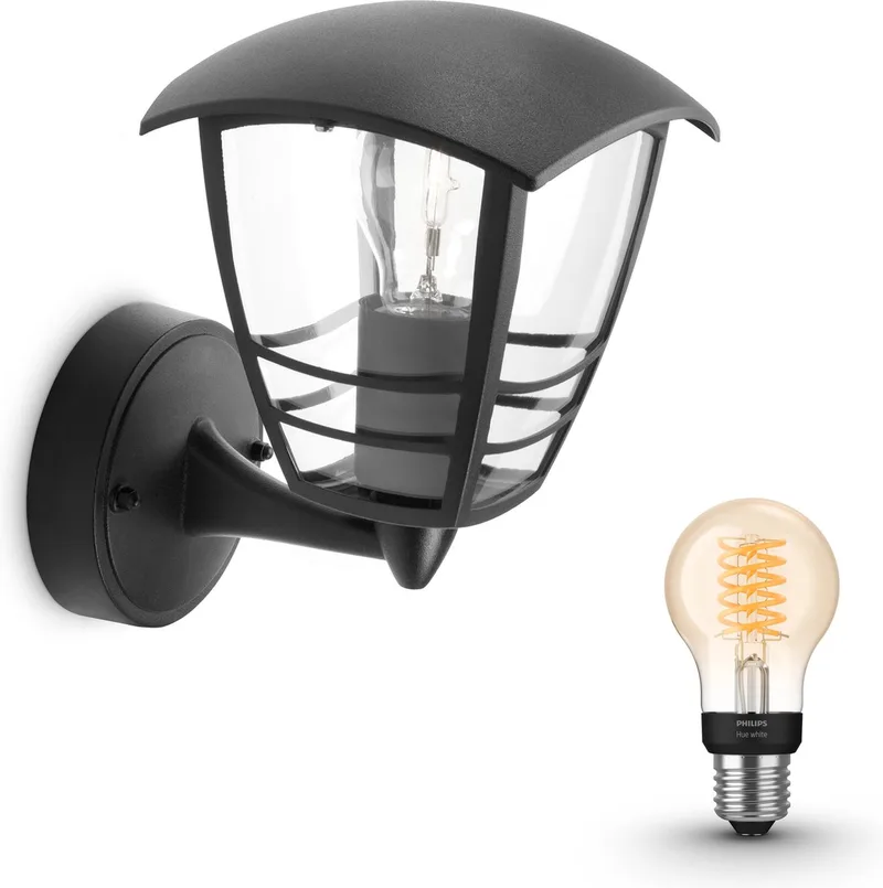 Creek Wandlamp voor Buiten Opwaarts - Buitenlamp - E27 - Warmwit Licht - Hue White Filament från Philips Hue i Svart – produktbild