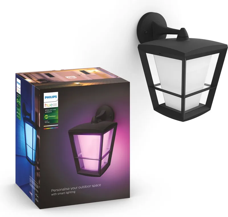 Econic muurlamp - wit en gekleurd licht - omlaag by Philips Hue in Black – product photo