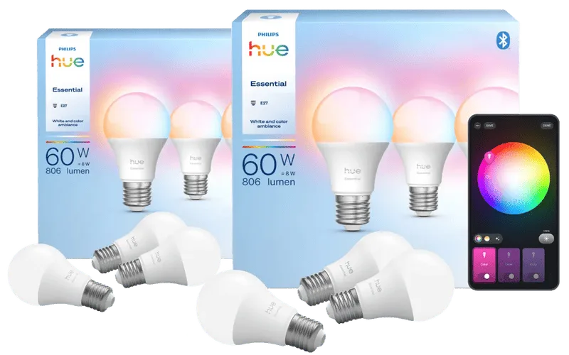 Essential A60 White and Color E27 6-Pack de Philips Hue – photo du produit
