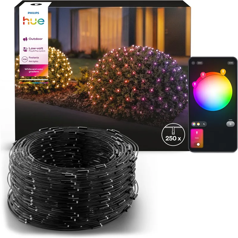 Festavia LED netverlichting, 3.45 x 1 m, aanpasbaar wit en gekleurd licht, voor binnen en buiten , slimme verlichting by Philips Hue – product photo