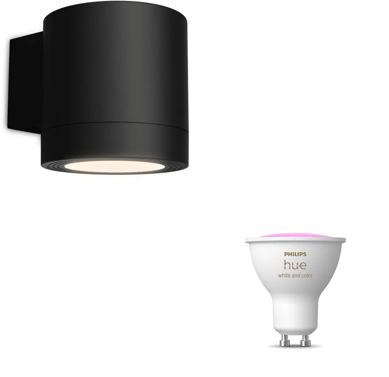 Fylx Wandlamp voor Buiten Down - Buitenlamp - GU10 - Wit en Gekleurd Licht - Hue White and Color Ambiance de Philips Hue en Noir – photo du produit