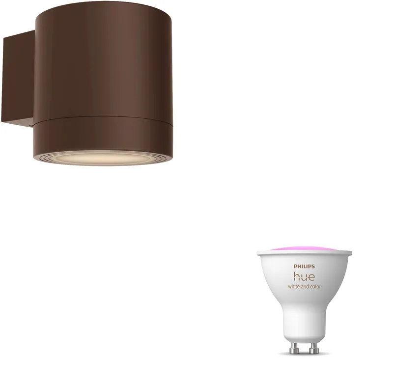 Fylx Wandlamp voor Buiten Down - Buitenlamp - GU10 - Wit en Gekleurd Licht - Hue White and Color Ambiance van Philips Hue in Bruin – productfoto