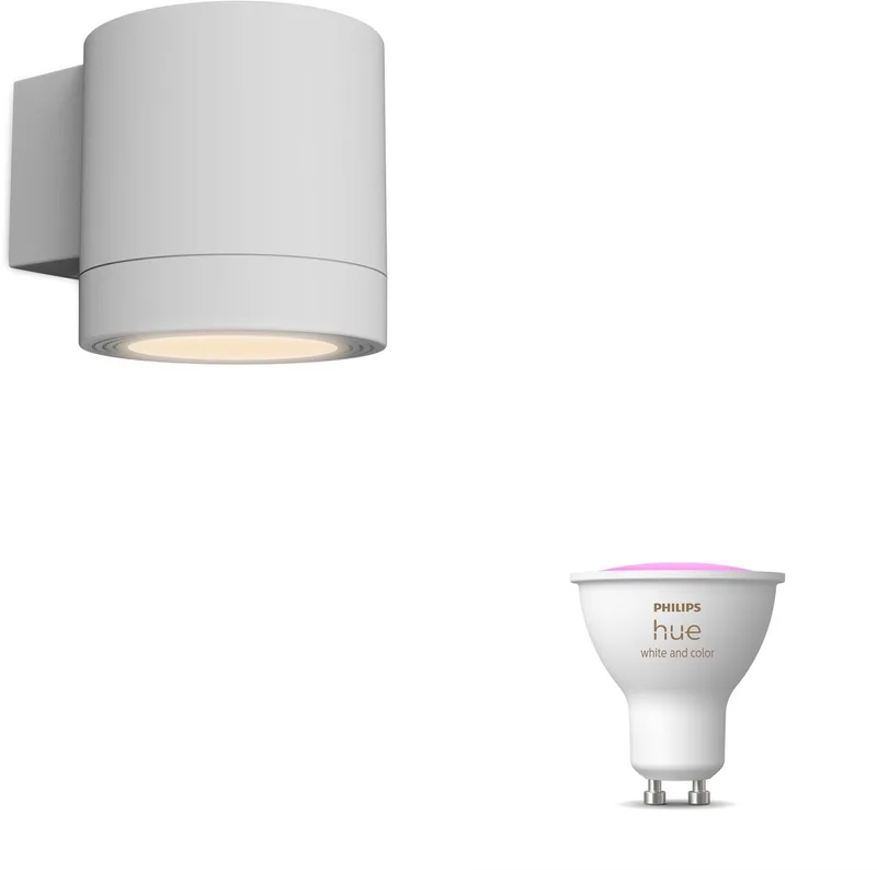 Fylx Wandlamp voor Buiten Down (Wit) - Buitenlamp - GU10 - Wit en Gekleurd Licht - Hue White and Color Ambiance de Philips Hue en Blanc – photo du produit