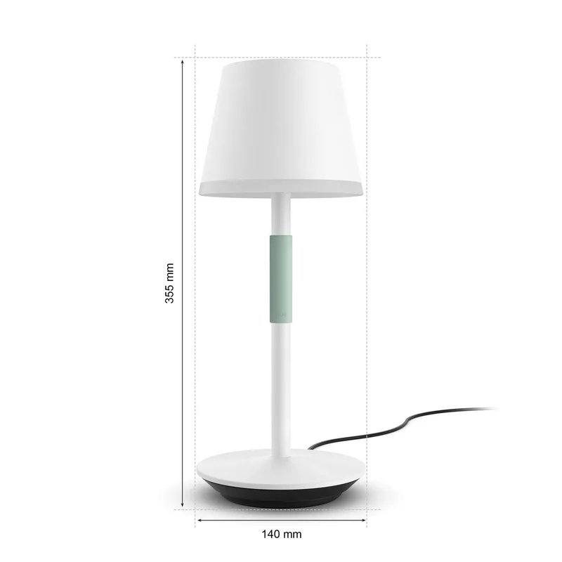 Go LED tafellamp, wit, RGBW de Philips Hue en Blanc, Saliegrijs – photo du produit 4 sur 5