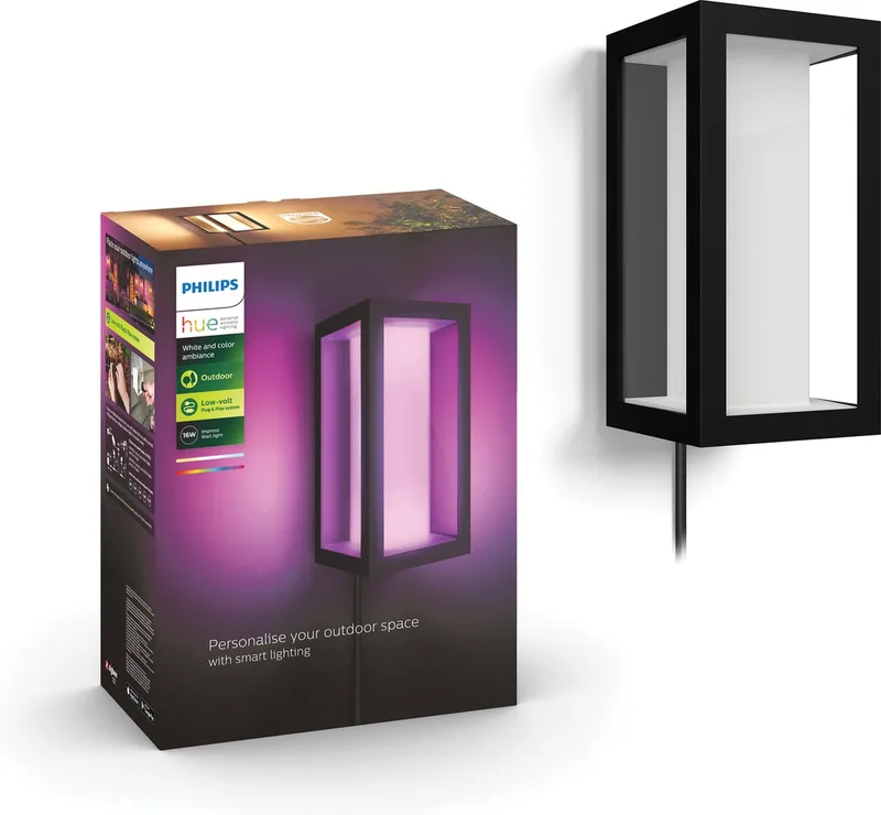 Impress muurlamp - wit en gekleurd licht - LowVolt från Philips Hue i Svart – produktbild