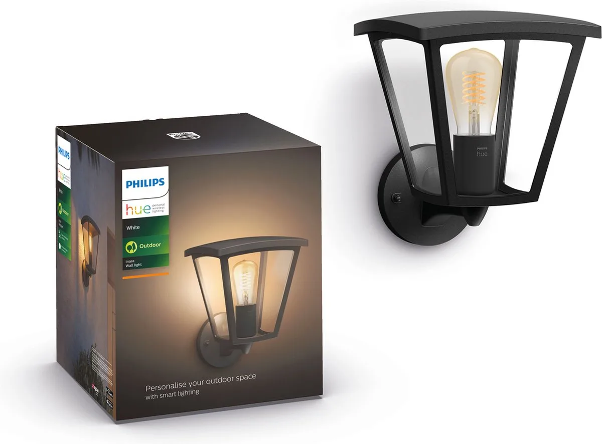 Inara muurlamp - warmwit licht von Philips Hue in Schwarz – Produktfoto