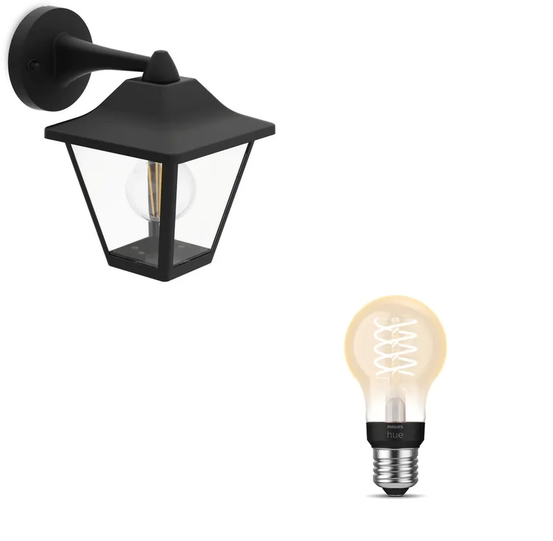 Juli Wandlamp voor Buiten Down - Buitenlamp - E27 - Warmwit Licht - Hue White Filament van Philips Hue in Zwart – productfoto