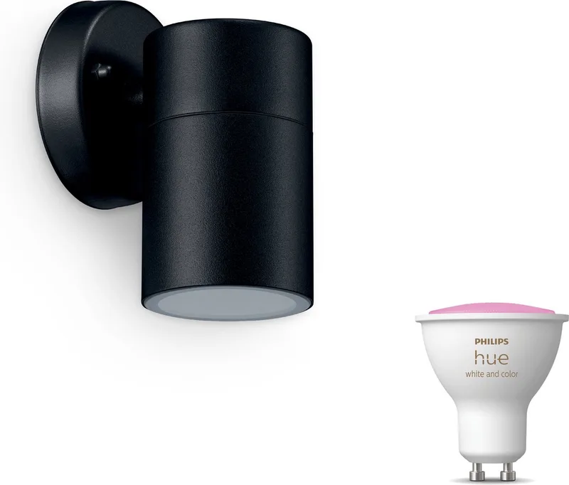 Kylis Wandlamp voor Buiten Neerwaarts - Buitenlamp - GU10 - Wit en Gekleurd Licht - Hue White and Color Ambiance by Philips Hue in Black – product photo