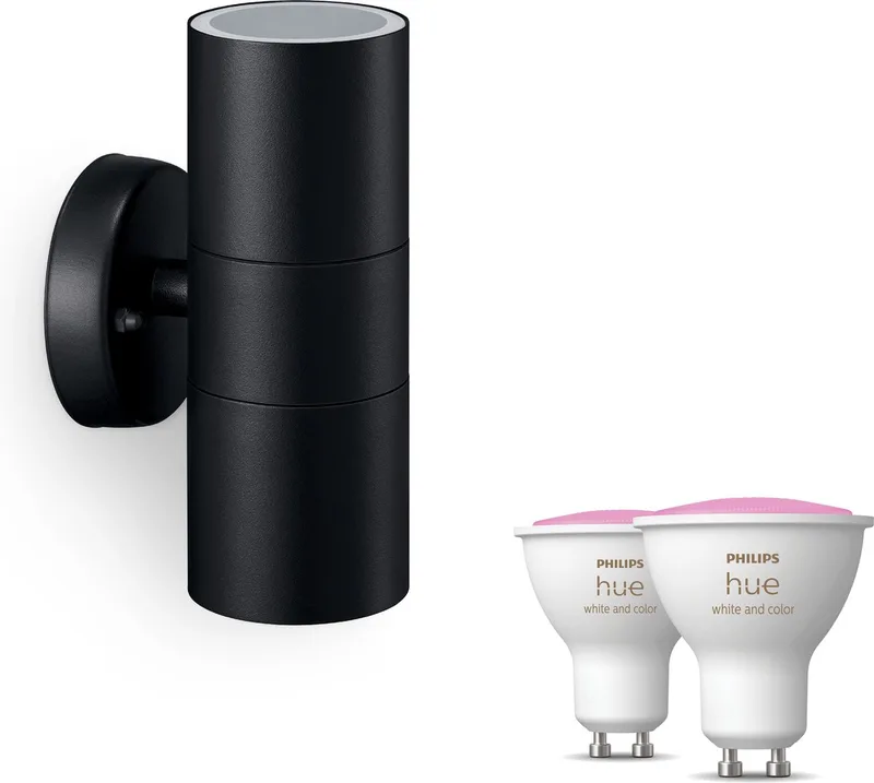 Kylis Wandlamp voor Buiten Up & Down - Buitenlamp - GU10 - Wit en Gekleurd Licht - Hue White and Color Ambiance by Philips Hue in Black – product photo