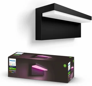 LED Außen-Wandleuchte Outdoor White & Color Ambiance Nyro, Abschaltautomatik, Bluetooth, CCT - über Fernbedienung, Dimmfunktion, Einschlafhilfe, Farbsteuerung, Farbwechsel, Memory, nach Trennung vom Netz, Nachtlichtfunktion, RGB, Smart Home, Timerfunktion, Weckerfunktion, dimmbar über Fe de Philips Hue en Noir – photo du produit 1 sur 5