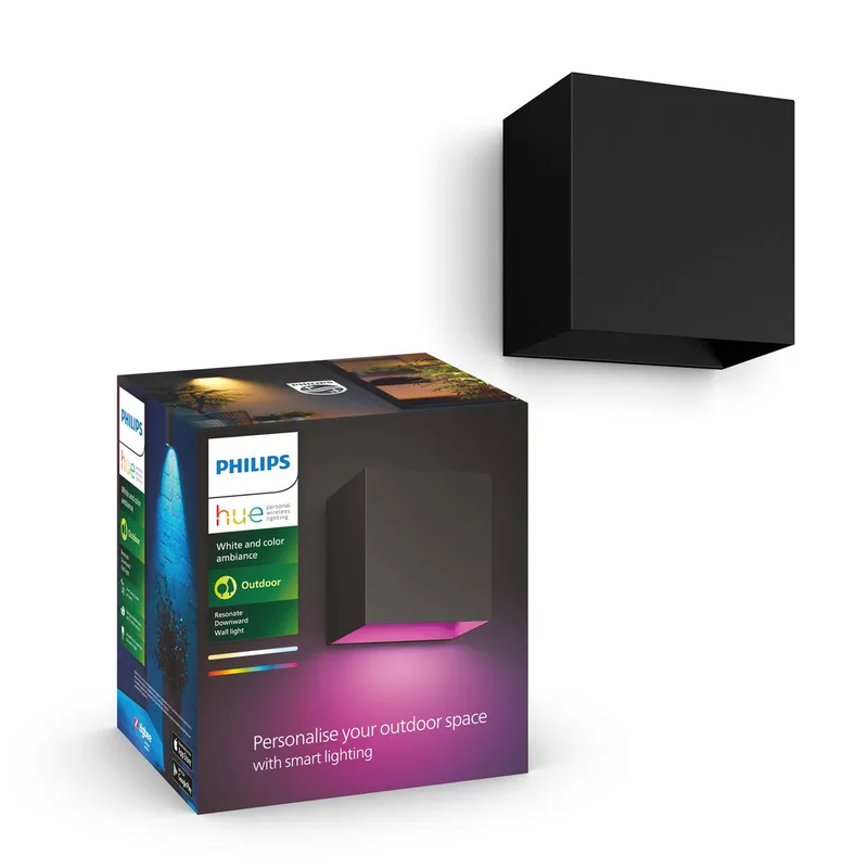 LED buiten wandlamp Resonate, RGBW, IP44 från Philips Hue i Svart – produktbild 2 av 5