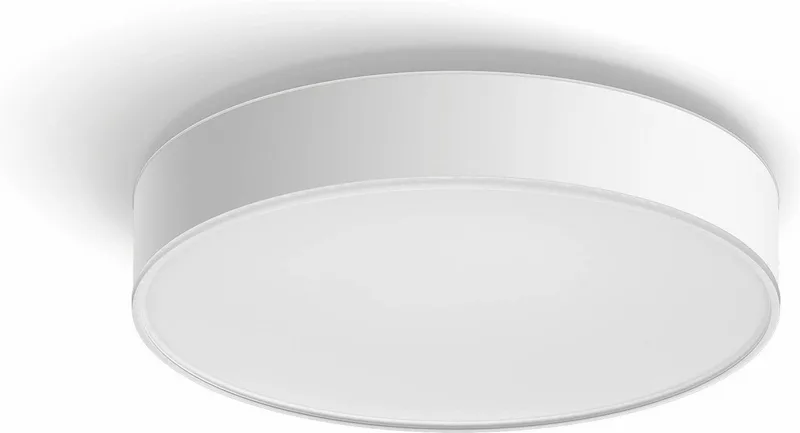 LED Deckenleuchte White Ambiance Devere, für Badezimmer Größe M, 1900lm, Abschaltautomatik, Bluetooth, CCT - über Fernbedienung, Dimmer, Dimmfunktion, Einschlafhilfe, Farbsteuerung, Farbwechsel, Fernbedienung, Infrarot inkl., Memory, nach Trennung vom Netz, Nachtlichtfunktion, Smar de Philips Hue en Blanc – photo du produit 4 sur 5