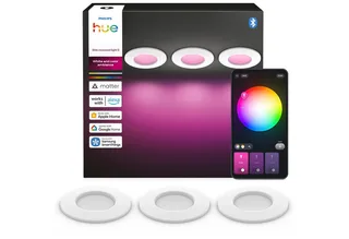 LED Deckenspot Slim Downlight Einbauleuchte, Abschaltautomatik, Bluetooth, CCT - über Fernbedienung, Dimmer, Dimmfunktion, Farbsteuerung, Farbwechsel, Leuchtdauer einstellbar, Memoryfunktion, Nachtlichtfunktion, RGB, Smart Home, Timerfunktion, Weckerfunktion, dimmbar über Fernbedienung fra Philips Hue i Hvid – produktbillede 1 af 5