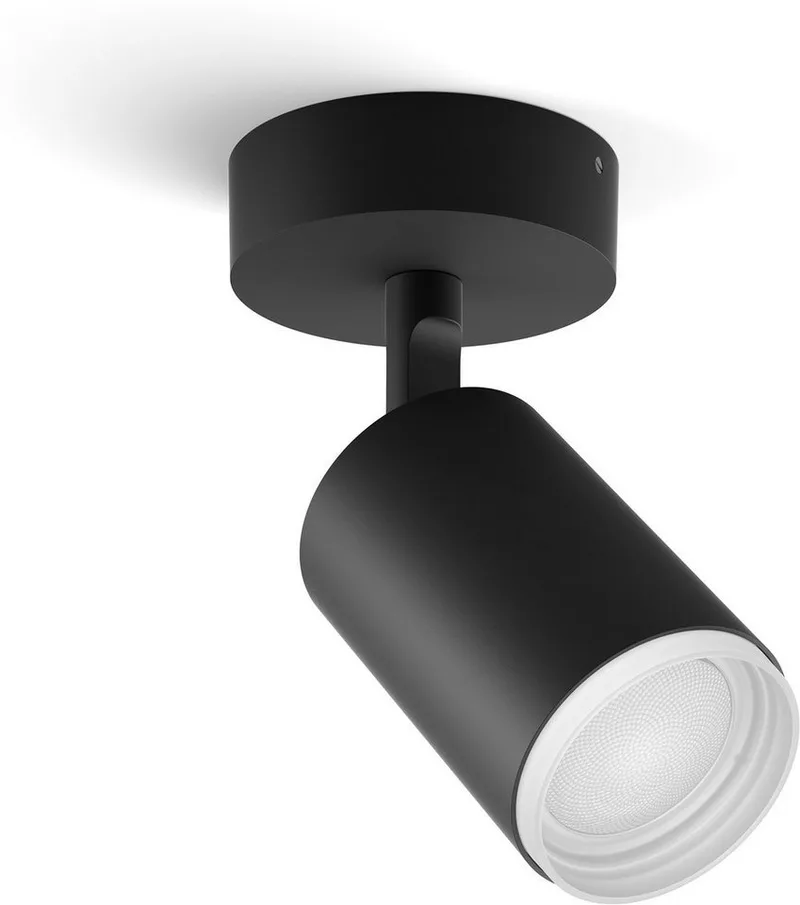 LED Deckenspot White & Color Ambiance Fugato 1er Aufbauspot, Abschaltautomatik, Bluetooth, CCT - über Fernbedienung, Dimmfunktion, Einschlafhilfe, Farbsteuerung, Farbwechsel, Memory, nach Trennung vom Netz, Nachtlichtfunktion, RGB, Smart Home, Timerfunktion, Weckerfunktion, dimmbar über de Philips Hue en Noir – photo du produit 3 sur 5