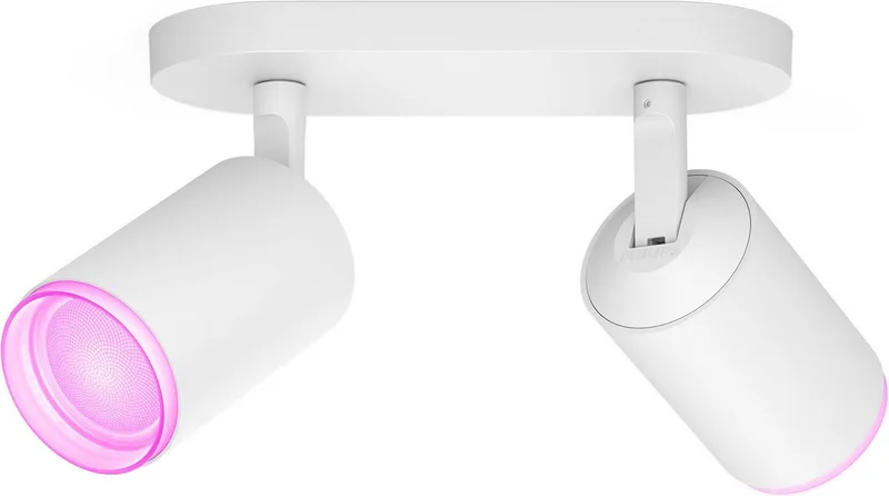 LED Deckenspot White & Color Ambiance Fugato 2er Aufbauspot, Abschaltautomatik, Bluetooth, CCT - über Fernbedienung, Dimmfunktion, Einschlafhilfe, Farbsteuerung, Farbwechsel, Memory, nach Trennung vom Netz, Nachtlichtfunktion, RGB, Smart Home, Timerfunktion, Weckerfunktion, dimmbar über by Philips Hue in White – product photo 1 of 5