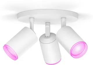 LED Deckenspot White & Color Ambiance Fugato 3er Aufbauspot, Abschaltautomatik, Bluetooth, CCT - über Fernbedienung, Dimmfunktion, Einschlafhilfe, Farbsteuerung, Farbwechsel, Memory, nach Trennung vom Netz, Nachtlichtfunktion, RGB, Smart Home, Timerfunktion, Weckerfunktion, dimmbar über de Philips Hue en Blanc – photo du produit 1 sur 5