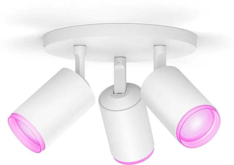 LED Deckenspot White & Color Ambiance Fugato 3er Aufbauspot, Abschaltautomatik, Bluetooth, CCT - über Fernbedienung, Dimmfunktion, Einschlafhilfe, Farbsteuerung, Farbwechsel, Memory, nach Trennung vom Netz, Nachtlichtfunktion, RGB, Smart Home, Timerfunktion, Weckerfunktion, dimmbar über de Philips Hue en Blanc – photo du produit 1 sur 5