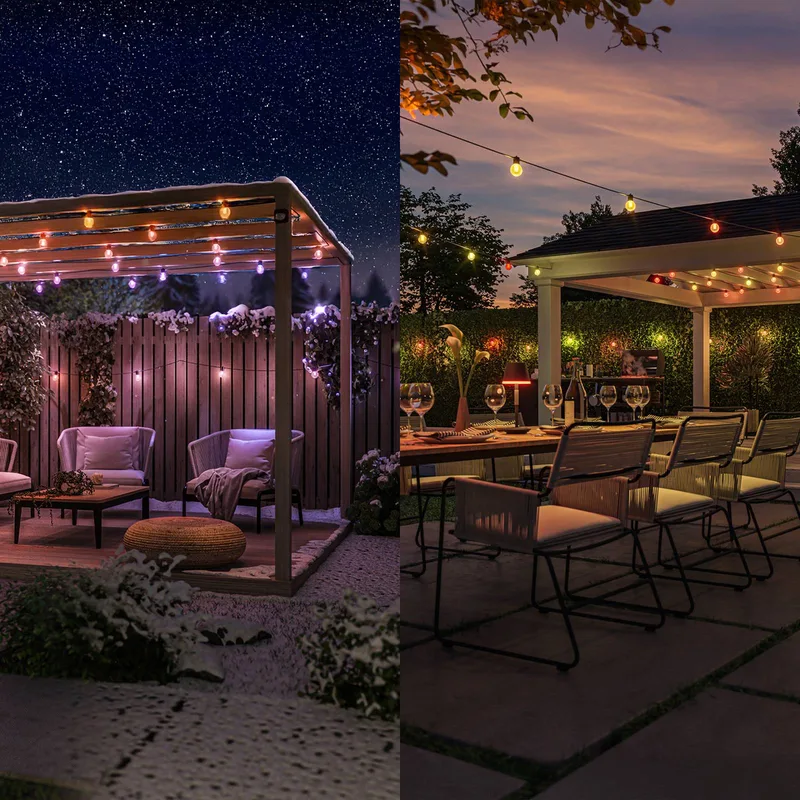 LED lichtketting Festavia Globe 14 m 20 lampjes IP65 van Philips Hue in Zwart, Helder – productfoto 5 van 5