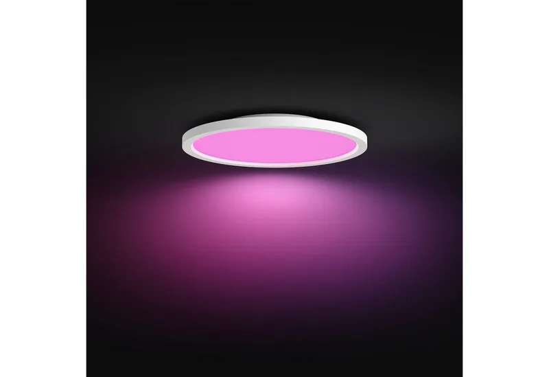 LED Panel White & Color Ambiance Devote Panelleuchte rund, 43 cm, Abschaltautomatik, Bluetooth, CCT - über Fernbedienung, Dimmfunktion, Farbsteuerung, Farbwechsel, Leuchtdauer einstellbar, Memoryfunktion, Nachtlichtfunktion, RGB, Smart Home, Timerfunktion, dimmbar über Fernbedienung, erw by Philips Hue in White – product photo 3 of 5