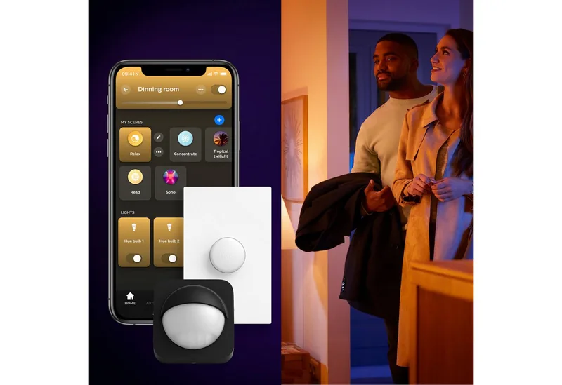 LED Panel White & Color Ambiance Devote Panelleuchte rund, 43 cm, Abschaltautomatik, Bluetooth, CCT - über Fernbedienung, Dimmfunktion, Farbsteuerung, Farbwechsel, Leuchtdauer einstellbar, Memoryfunktion, Nachtlichtfunktion, RGB, Smart Home, Timerfunktion, dimmbar über Fernbedienung, erw by Philips Hue in White – product photo 5 of 5