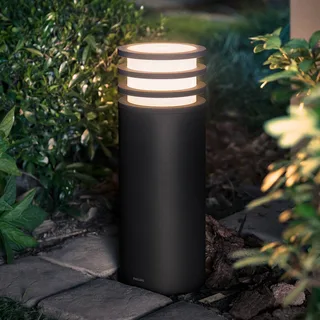 LED sokkellamp Lucca, zwart, RGBW smart, IP44 by Philips Hue in Anthracite, White – product photo 1 of 3